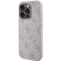 Etui Guess 4G Collection Leather Metal Logo MagSafe do iPhone 14 Pro, różowy/pink