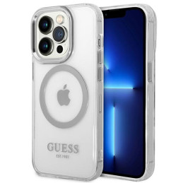 Etui Guess Metal Outline Magsafe do iPhone 14 Pro, srebrny/silver