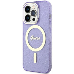 Etui Guess Glitter Gold MagSafe do iPhone 14 Pro, purpurowy/purple