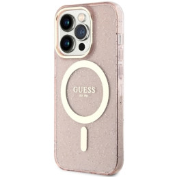 Etui Guess Glitter Gold MagSafe do iPhone 14 Pro, różowy/pink