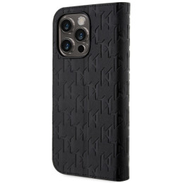 Etui z klapką Karl Lagerfeld Saffiano Monogram do iPhone 14 Pro, czarne