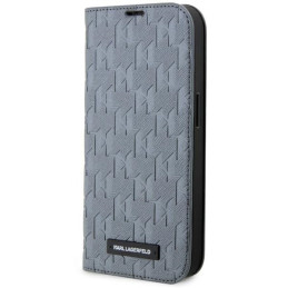 Etui z klapką Karl Lagerfeld Saffiano Monogram do iPhone 14 Pro, srebrny/silver