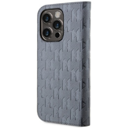 Etui z klapką Karl Lagerfeld Saffiano Monogram do iPhone 14 Pro, srebrny/silver