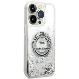 Etui Karl Lagerfeld Liquid Glitter RSG do iPhone 14 Pro, srebrny/silver