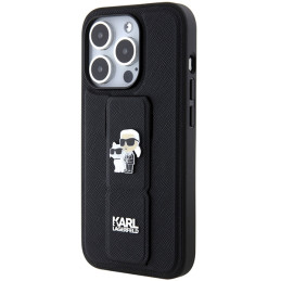 Etui Karl Lagerfeld Gripstand Saffiano Karl&Choupette Pins do iPhone 14 Pro, czarne