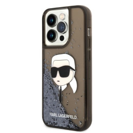 Etui Karl Lagerfeld Glitter Karl Head do iPhone 14 Pro, czarne