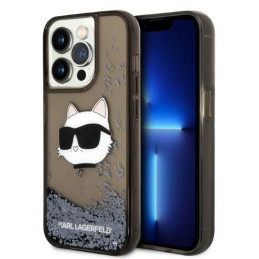 Etui Karl Lagerfeld Glitter Choupette Head do iPhone 14 Pro, czarne