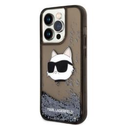 Etui Karl Lagerfeld Glitter Choupette Head do iPhone 14 Pro, czarne