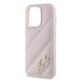 Etui Karl Lagerfeld Diagonal Quilted Script do iPhone 14 Pro, różowy/pink