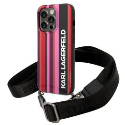 Etui Karl Lagerfeld Color Stripes Strap do iPhone 14 Pro, różowy/pink