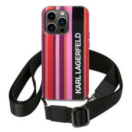 Etui Karl Lagerfeld Color Stripes Strap do iPhone 14 Pro, różowy/pink