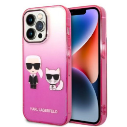 Etui Karl Lagerfeld Ikonik Karl & Choupette do iPhone 14 Pro, różowy/pink