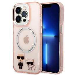 Etui Karl Lagerfeld Karl & Choupette Aluminium Magsafe do iPhone 14 Pro, różowy/pink