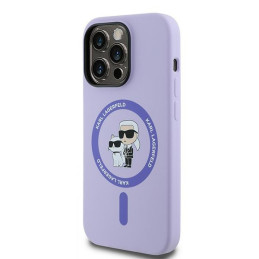 Etui Karl Lagerfeld Silicone Karl&Choupette Heads Ring MagSafe do iPhone 14 Pro, fioletowy/purple