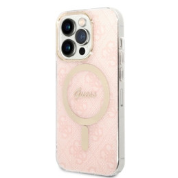 Zestaw Guess 4G Print MagSafe Etui + Ładowarka do iPhone 14 Pro, różowy/pink