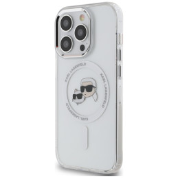 Etui Karl Lagerfeld IML Metal Karl&Choupette Head MagSafe do iPhone 14 Pro, biały/white