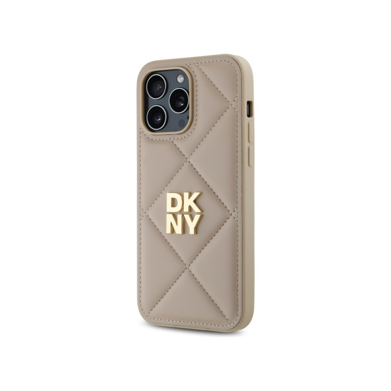 Etui DKNY Quilted Stack Logo do iPhone 14 Pro, beżowy/beige
