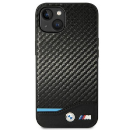 Etui BMW Leather Carbon do iPhone 14 Plus, czarne