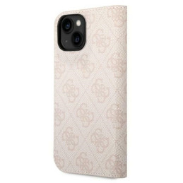 Etui z klapką Guess book 4G Vintage Gold Logo do iPhone 14 Plus, różowy/pink