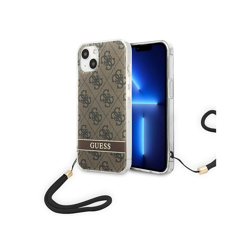 Etui Guess 4G Print Strap do iPhone 14 Plus, brązowy/brown