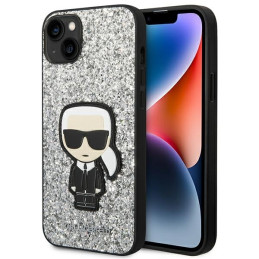 Etui Karl Lagerfeld Glitter Flakes Ikonik do iPhone 14 Plus, srebrny/silver