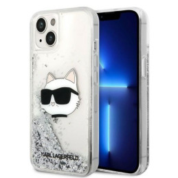 Etui Karl Lagerfeld Glitter Choupette Head do iPhone 14 Plus, srebrny/silver