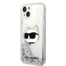 Etui Karl Lagerfeld Glitter Choupette Head do iPhone 14 Plus, srebrny/silver