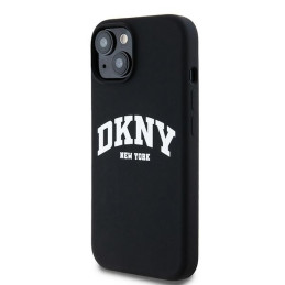 Etui DKNY Liquid Silicone White Printed Logo MagSafe do iPhone 14, czarne
