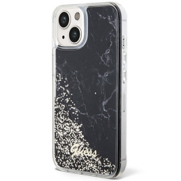 Etui Guess Liquid Glitter Marble do iPhone 14, czarne