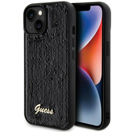 Etui Guess Sequin Script Metal do iPhone 14, czarne