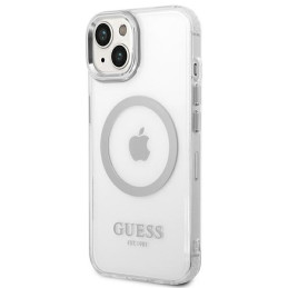 Etui Guess Metal Outline Magsafe do iPhone 14, srebrny/silver