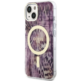 Etui Guess Leopard MagSafe do iPhone 14, różowy/pink