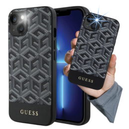 Etui Guess GCube Stripes MagSafe do iPhone 14, czarne