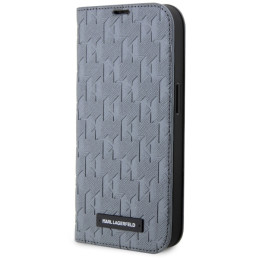 Etui z klapką Karl Lagerfeld Saffiano Monogram do iPhone 14 , srebrny/silver