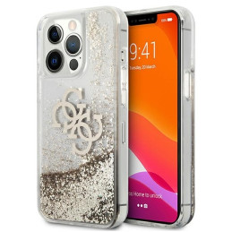 Etui Guess 4G Big Liquid Glitter do iPhone 13 Pro Max, złote