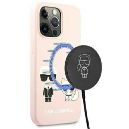 Etui Karl Lagerfeld Silicone Ikonik Karl & Choupette Magsafe do iPhone 13 Pro Max, jasnoróżowy/light pink
