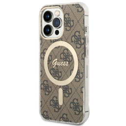 Zestaw Guess 4G Print MagSafe Etui + Ładowarka do iPhone 13 Pro Max, brązowy/brown