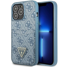 Etui Guess 4G Triangle Logo Cardslot do iPhone 13 Pro / 13, niebieskie