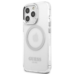 Etui Guess Metal Outline Magsafe do iPhone 13 Pro / 13, srebrny/silver