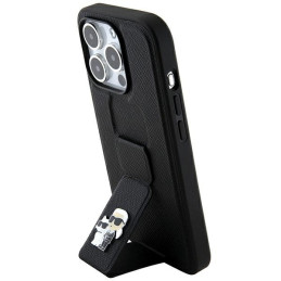 Etui Karl Lagerfeld Gripstand Saffiano Karl&Choupette Pins do iPhone 13 Pro / 13, czarne