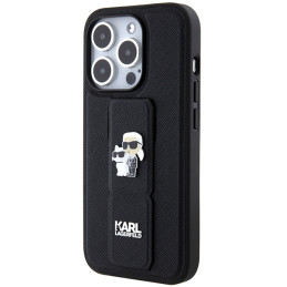 Etui Karl Lagerfeld Gripstand Saffiano Karl&Choupette Pins do iPhone 13 Pro / 13, czarne