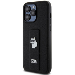 Etui Karl Lagerfeld Gripstand Saffiano Choupette Pins do iPhone 13 Pro / 13, czarne