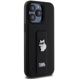 Etui Karl Lagerfeld Gripstand Saffiano Choupette Pins do iPhone 13 Pro / 13, czarne