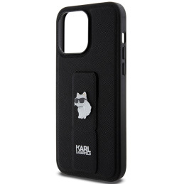 Etui Karl Lagerfeld Gripstand Saffiano Choupette Pins do iPhone 13 Pro / 13, czarne