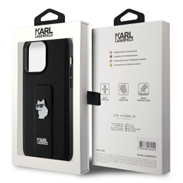 Etui Karl Lagerfeld Gripstand Saffiano Choupette Pins do iPhone 13 Pro / 13, czarne