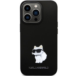 Etui Karl Lagerfeld Silicone C Metal Pin do iPhone 13 Pro / 13, czarne