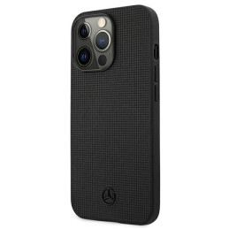 Etui Mercedes Leather Meshed Metal Logo do iPhone 13 Pro, czarne
