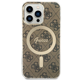 Zestaw Guess 4G Print MagSafe Etui + Ładowarka do iPhone 13 Pro, brązowy/brown