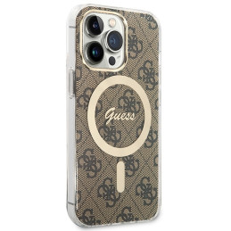 Zestaw Guess 4G Print MagSafe Etui + Ładowarka do iPhone 13 Pro, brązowy/brown