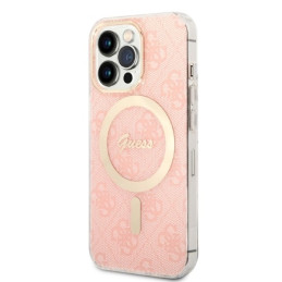 Zestaw Guess 4G Print MagSafe Etui + Ładowarka do iPhone 13 Pro, różowy/pink